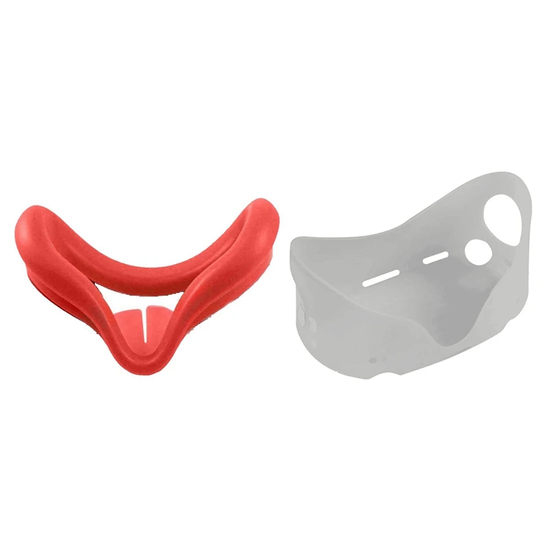 

For Oculus Quest 2 VR Shell Front Face Protector Cover (Gray) & Silicone Eye Cover Eye Pad For Oculus Quest 2 Red