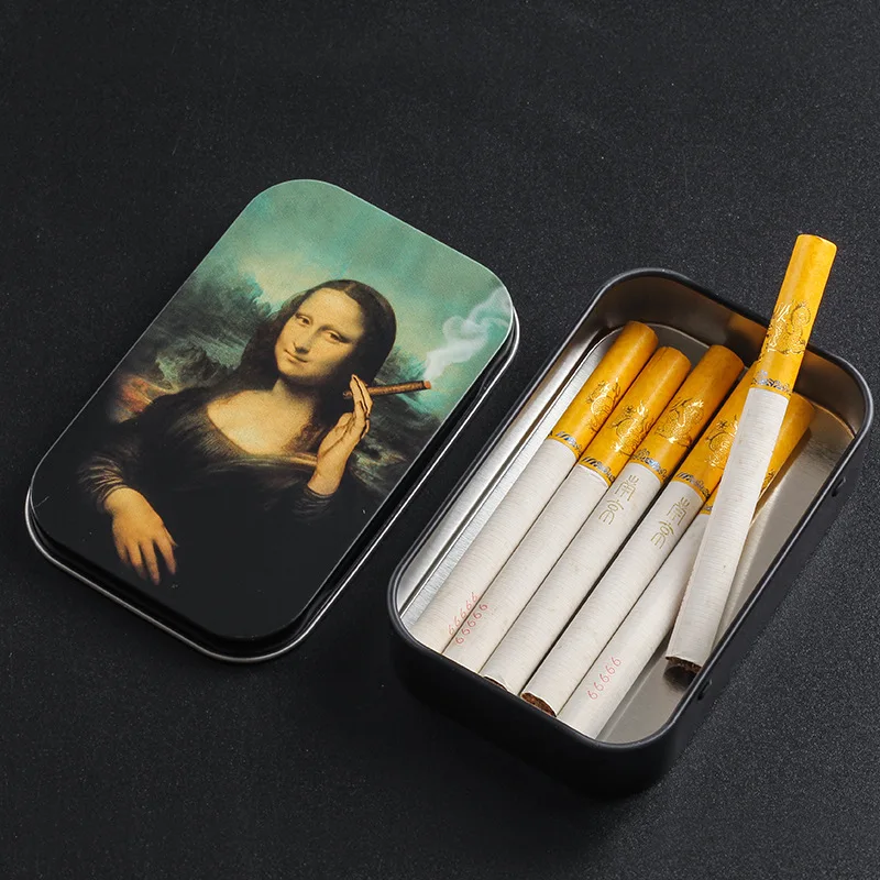 

Portable Mini Fashion Metal Tin Storage Box Tobacco Humidor Rolling Paper Box Cigarettes Cases Boxes Holder Smoking Accessories