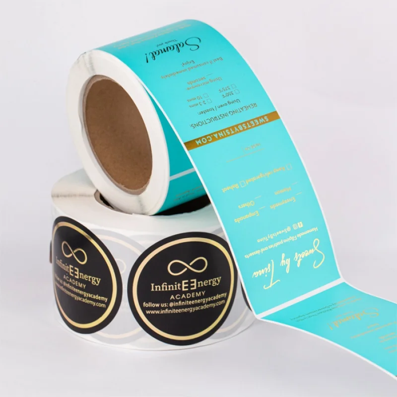 

custom water proof adhesive logo stickers hot stamping gold foil pantone color printing BOPP rolls labels for bottle