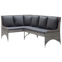 outdoor patio garden day bed corner sofa furniture seating 2 pcs poly rattan gray