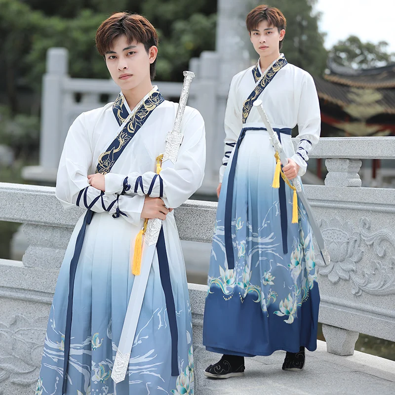 

5XL Hanfu Men's Chinese Ancient Tang Dynasty Handsome Dress Cosplay Costume Chinese Style Wushu Kimono Student Uniform Suit