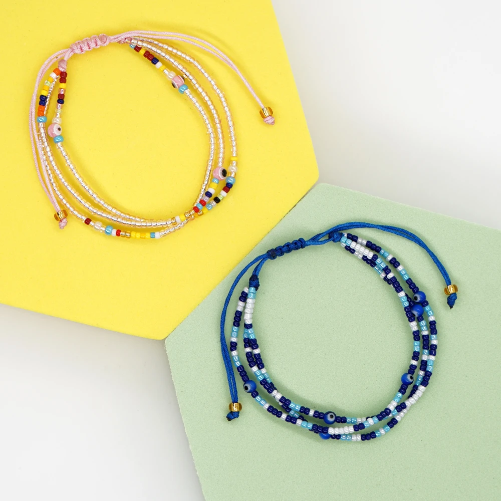 

Multi-Layer Chains Bracelets Handmade Bohemia Mixed Color Beaded Accessories Fashion Jewelry for Woman Men Charm Bracelet Gift