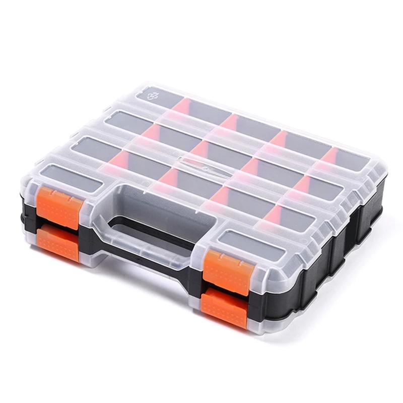 

34-Compartments Double Sided Organizer Storage And Carry Box With Impact Resistant Polymer And Removable Plastic Dividers