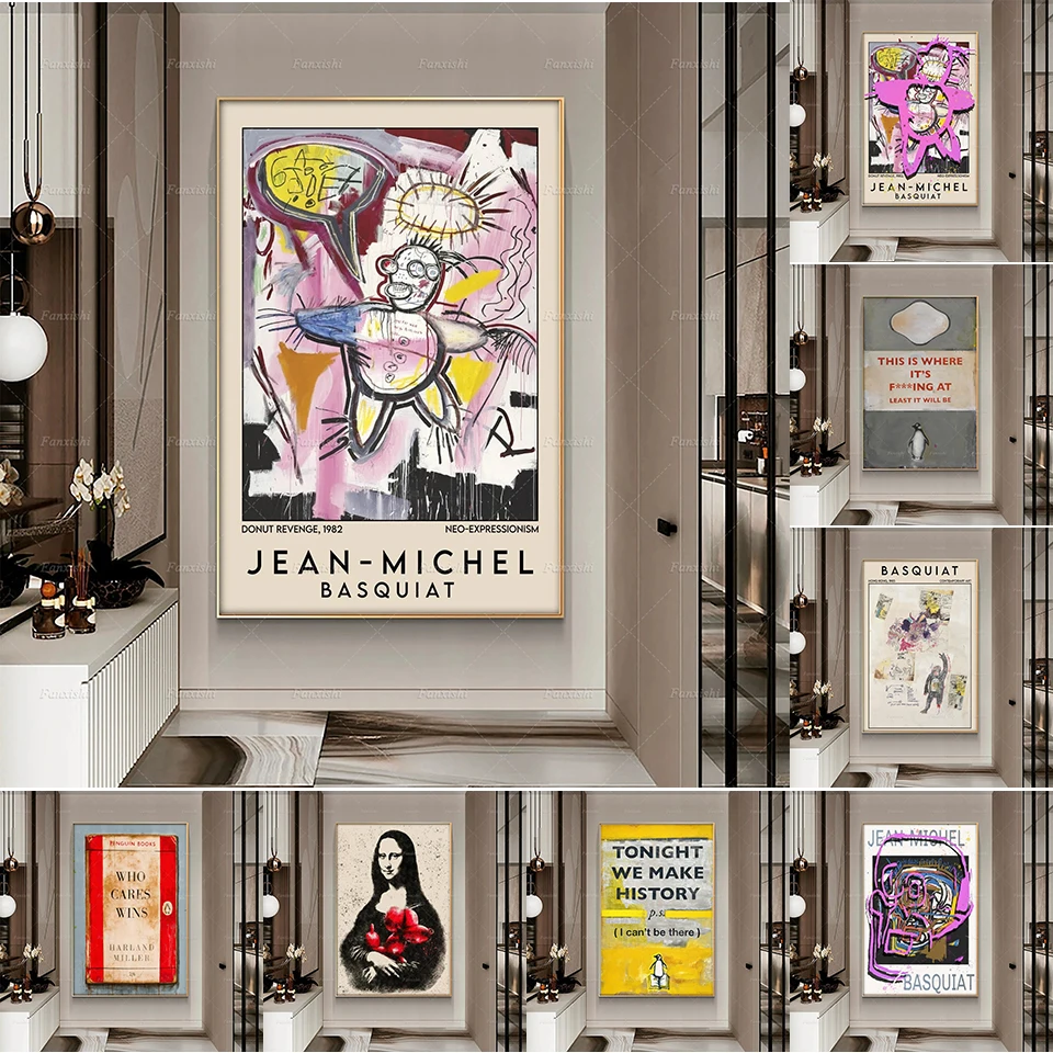 

Home Decor Mona Lisa Canvas Balloon Dog Painting Print Poster Wall Art Modular Abstract Figure Picture For Bedside Background