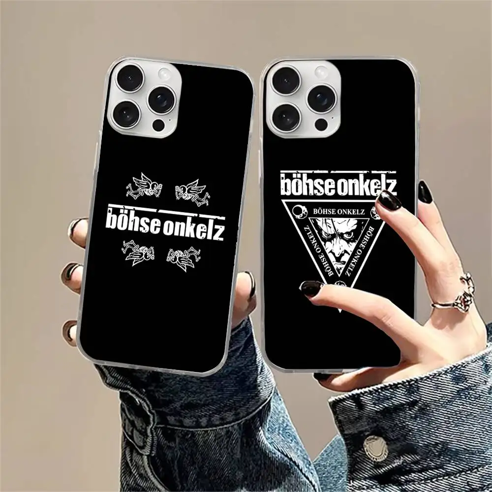 Фото Горячая новинка: Чехол для телефона Hot Rock Band B-Bohse Onkelzs для iPhone 17 Pro Max 16 15 14 13 12 11, серебристый, с эффектом водной ряби, защитный №1