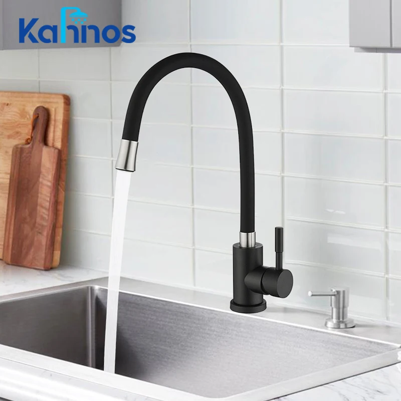 

Stainless Steel Kitchen Sink Faucet Cold Hot Water Mixer Tap Black Single Lever Faucet Kitchen Bathroom Basin Faucets