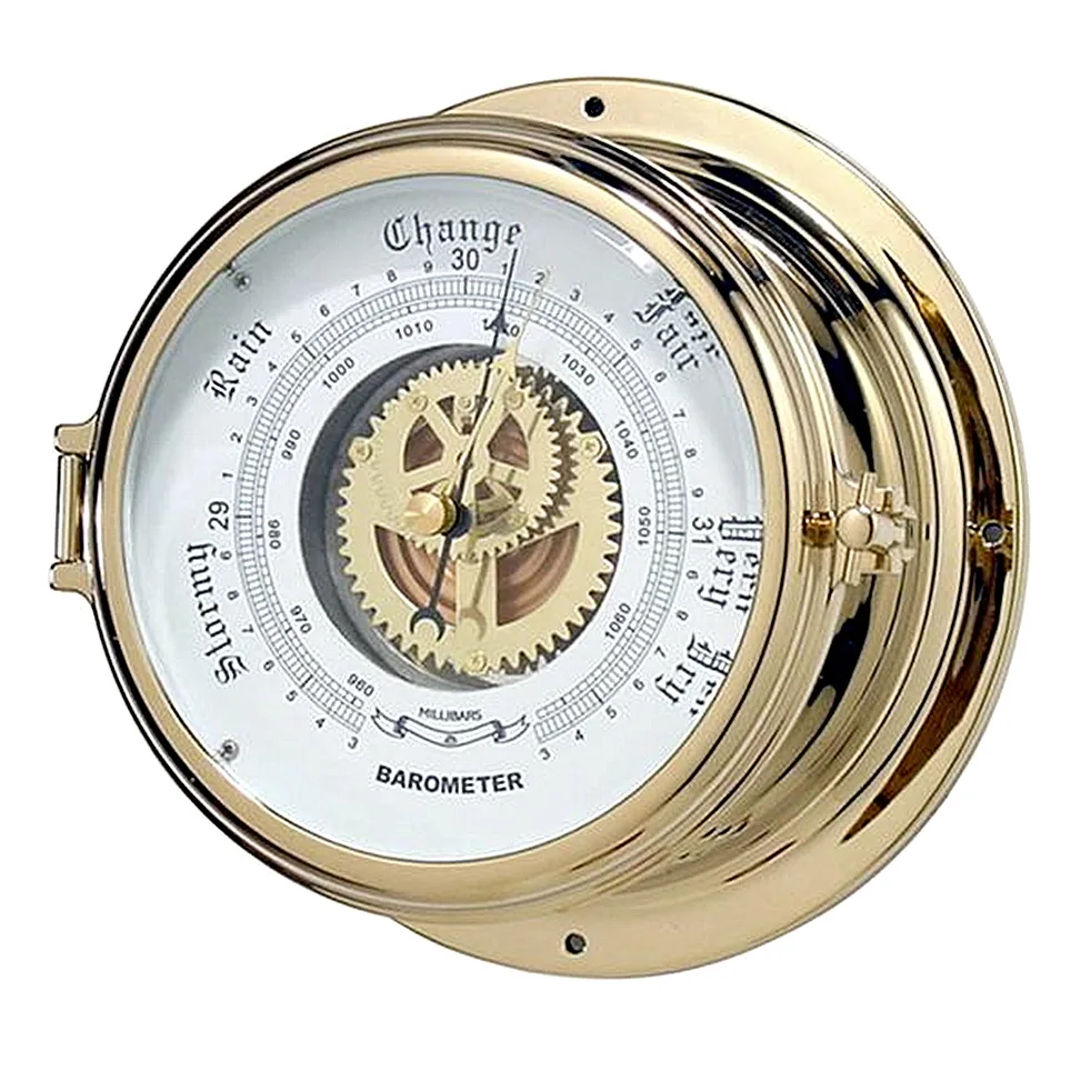 

Barometer aneroid marine Dia 180mm, Bell barometer ocean tide clock Atmospheric brass/plastic shell barometer