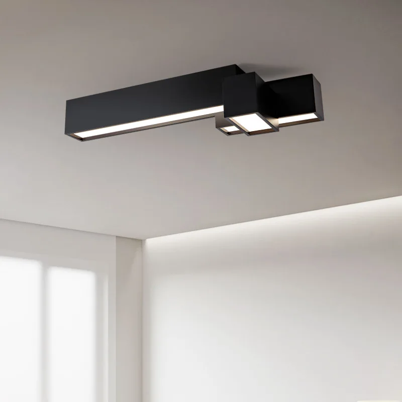 

Скандинавская черная Геометрическая модель, Светодиодная потолочная лампа, декор для гостиной, столовой, светодиодные потолочные светильники для спальни, Светодиодная потолочная люстра, освещение