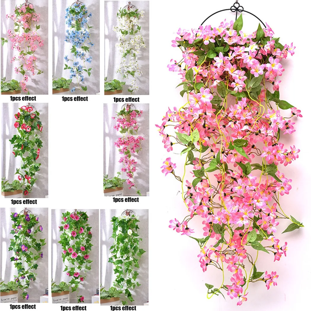 

1PCS Artificial Hanging Vine Only Fake Hanging Silk Flowers Vine Plant Garden Decor Indoor Outdoor Ramadan Decoration 2022