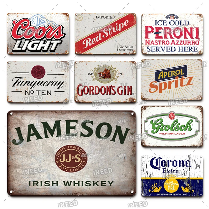 INEED Decor Beer Metal Plaque Vintage Tin Sign Metal Sign Tin Plate Decorative for Pub Kitchen Bar Club Man Cave Wall Decor