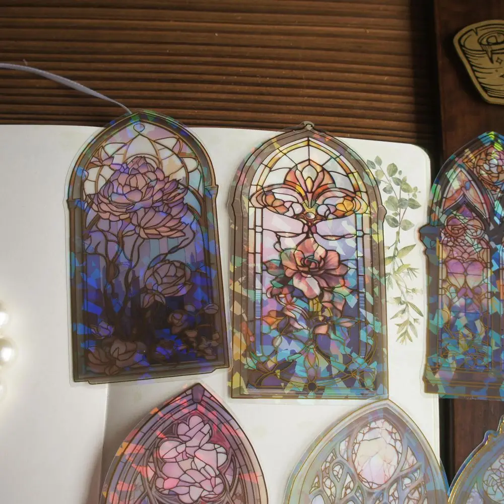 10 шт. лазерный Алмазный Узор окон витражного стекла замок стильная ПВХ наклейка