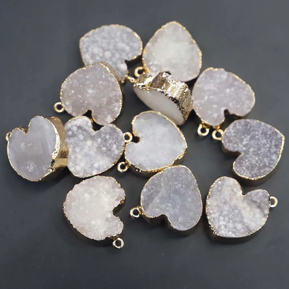 New Natural Good Quality Stone Agate Exquisite Crystal Pendant Gold Edged Necklaces Charms Fashion Jewelry Accessories Sell 6Pcs