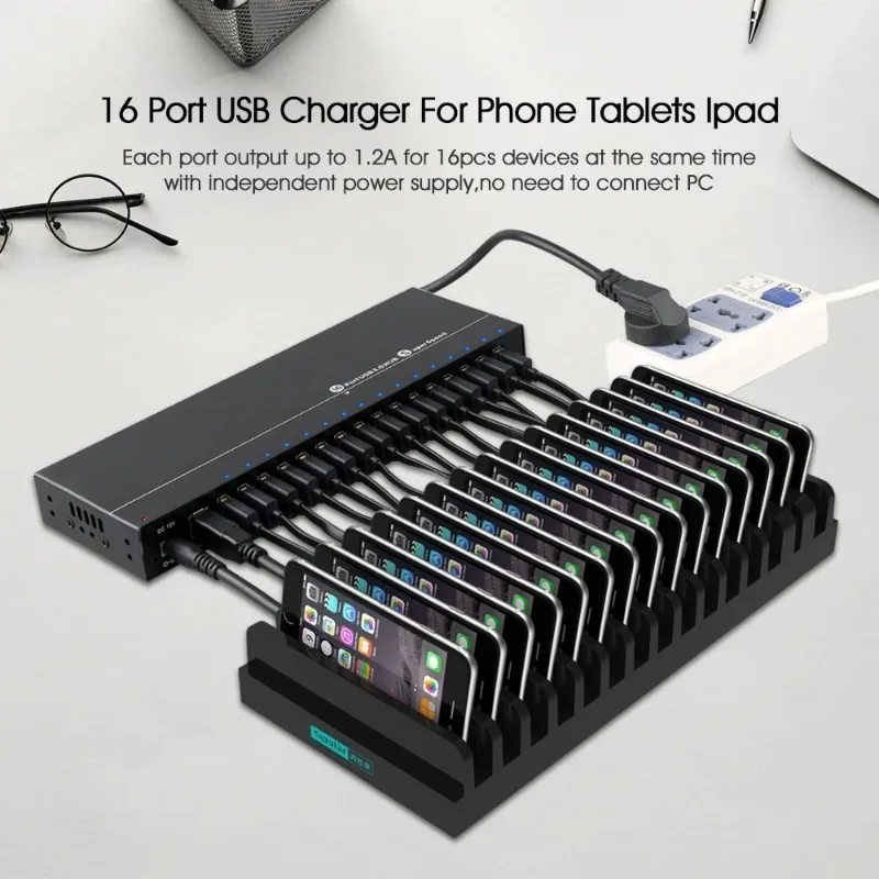 Фото Новинка: уникальный металлический USB-хаб на 16 портов с поддержкой USB 3.0 для синхронизации данных и зарядки, с питанием 12В 10А. №5