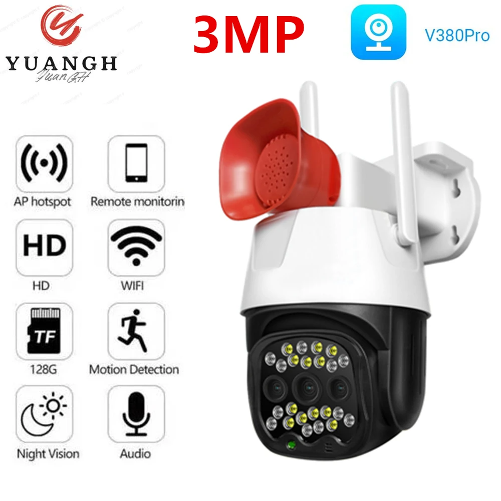 

V380 Pro 3MP Outdoor WIFI IP Camera Security Protection Auto Tracking Smart Home Wireless CCTV Camera Two Ways Audio