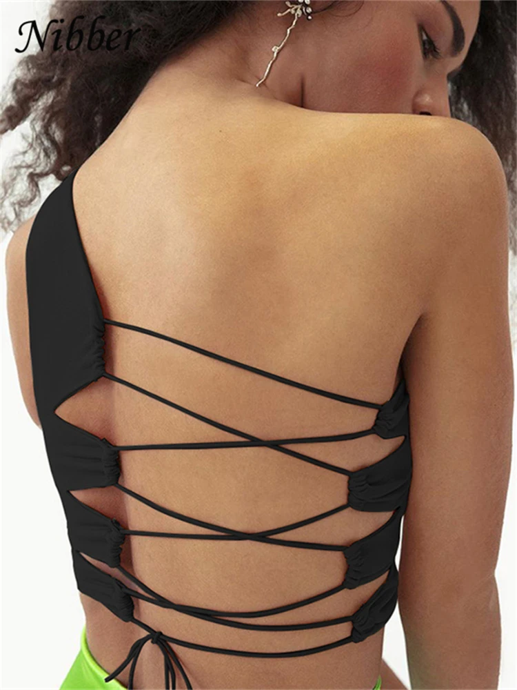 Nibber шикарный сексуальный бандажный клубный Топ женский топ с лямкой через шею