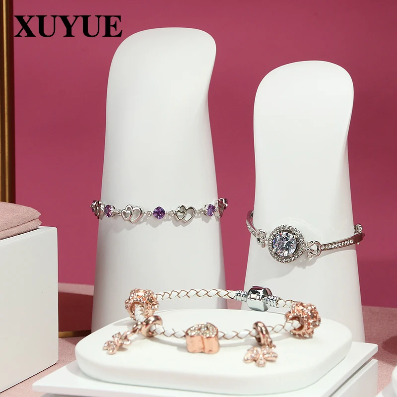 Pink velvet leather window display props jewelry window display rack paint necklace ring bracelet display props