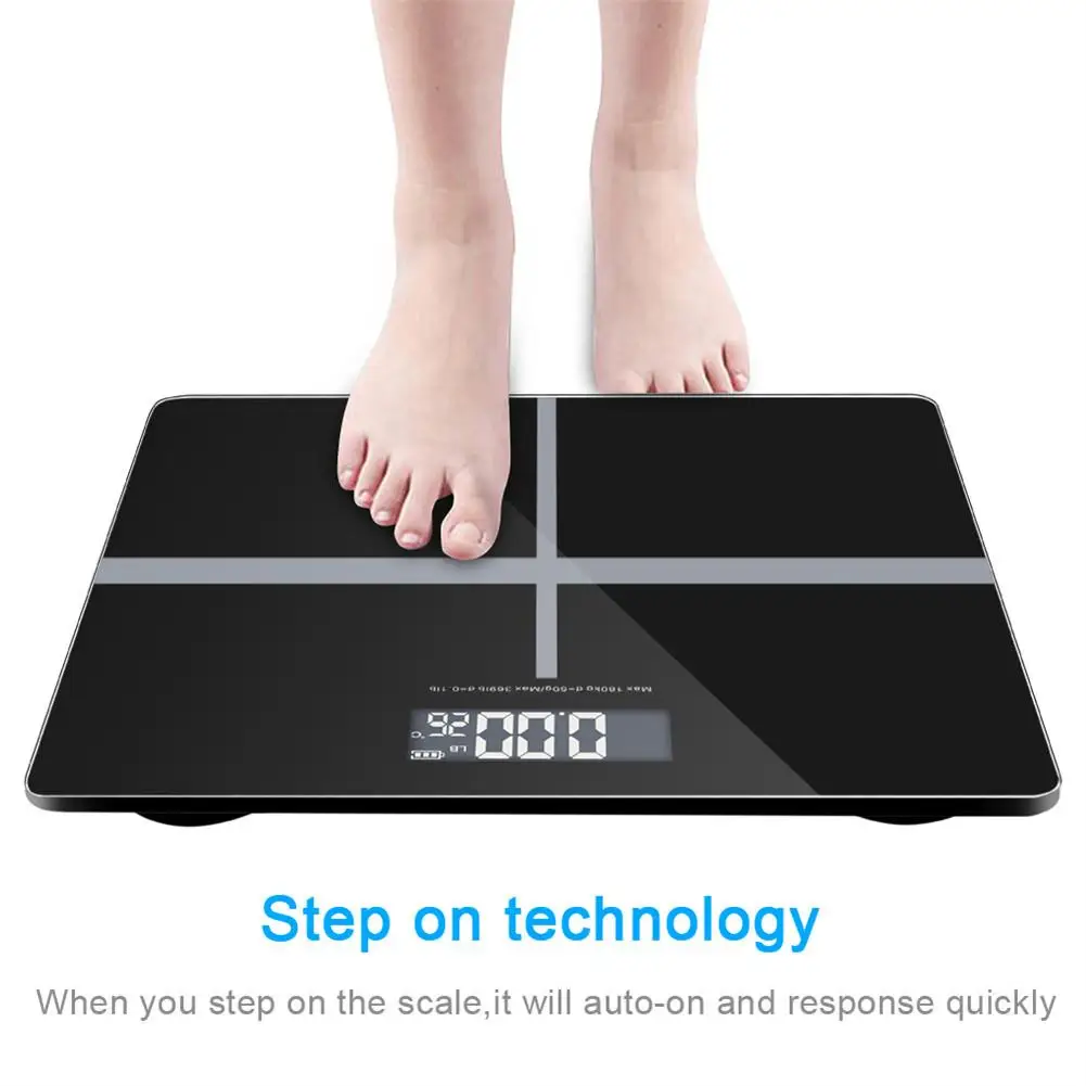 

Weighting Scale Backlit Lcd Display Tempered Glass 180kg/50g 6mm Thickness Lb/kg Unit Switching Weight Scale wholesale