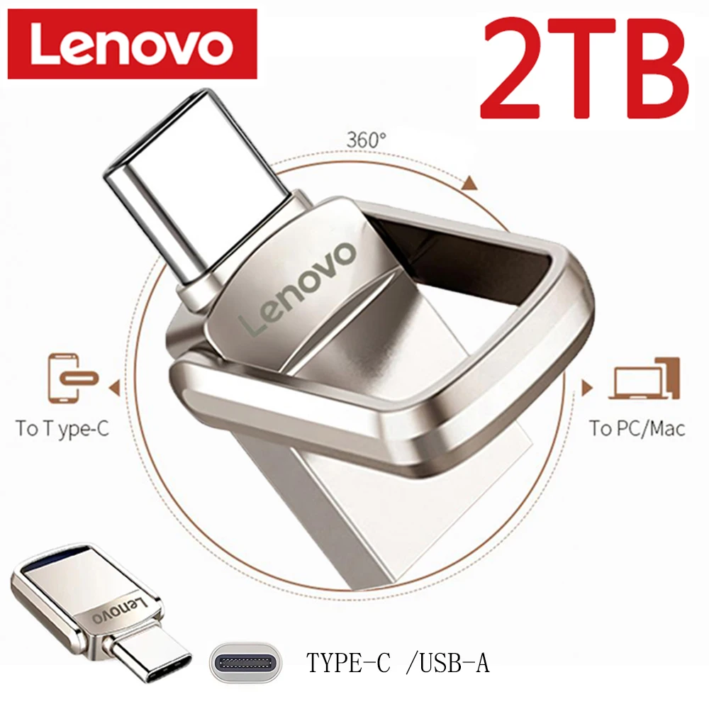 

Lenovo 2/1TB USB Flash Drives USB C-Type Metal Flash Drive B Drive High Speed Pendrive Waterproof Portable Memory Dropshipping