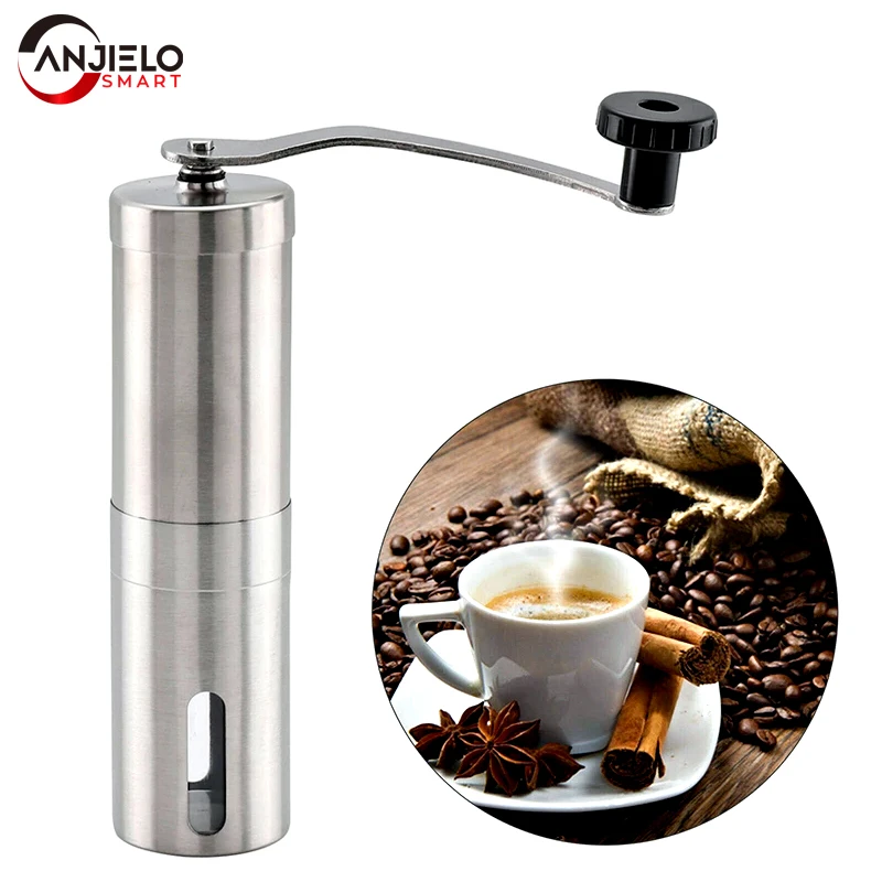 

Мини ручная кофемолка Anjielosmart из нержавеющей стали для кухни, ручная портативная ручная кофемолка ручной работы для эспрессо