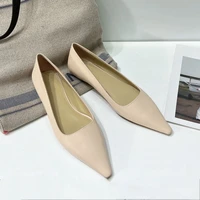 new sheepskin pointed flat sole single shoes womens 2022 summer leather shallow mouth scoop shoes pink witch grandma shoes