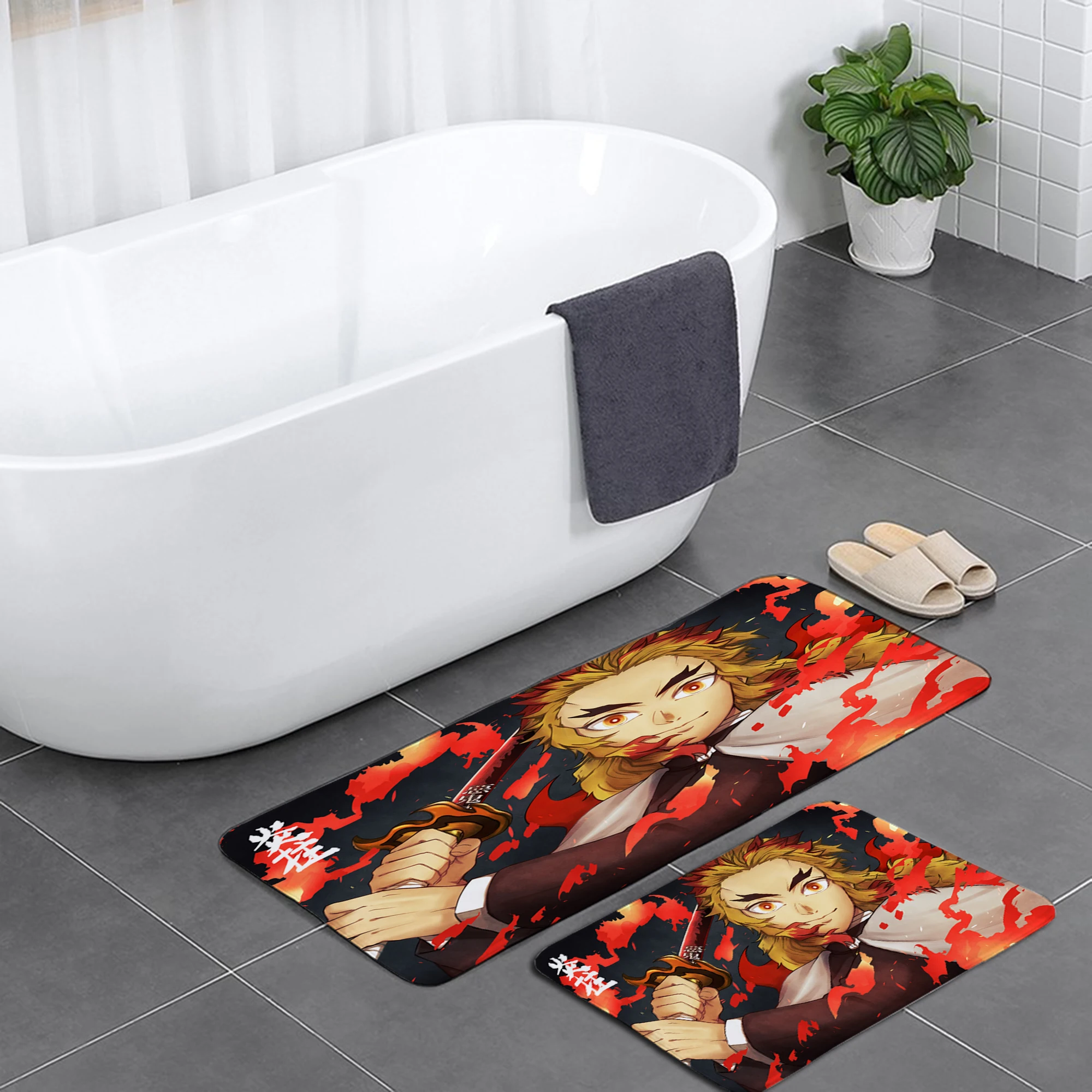 

Demon Slayer Hot Anime Camper Carpet Bathroom Entrance Doormat Bath Indoor Floor Rugs Absorbent Mat Anti-slip Kitchen Rug