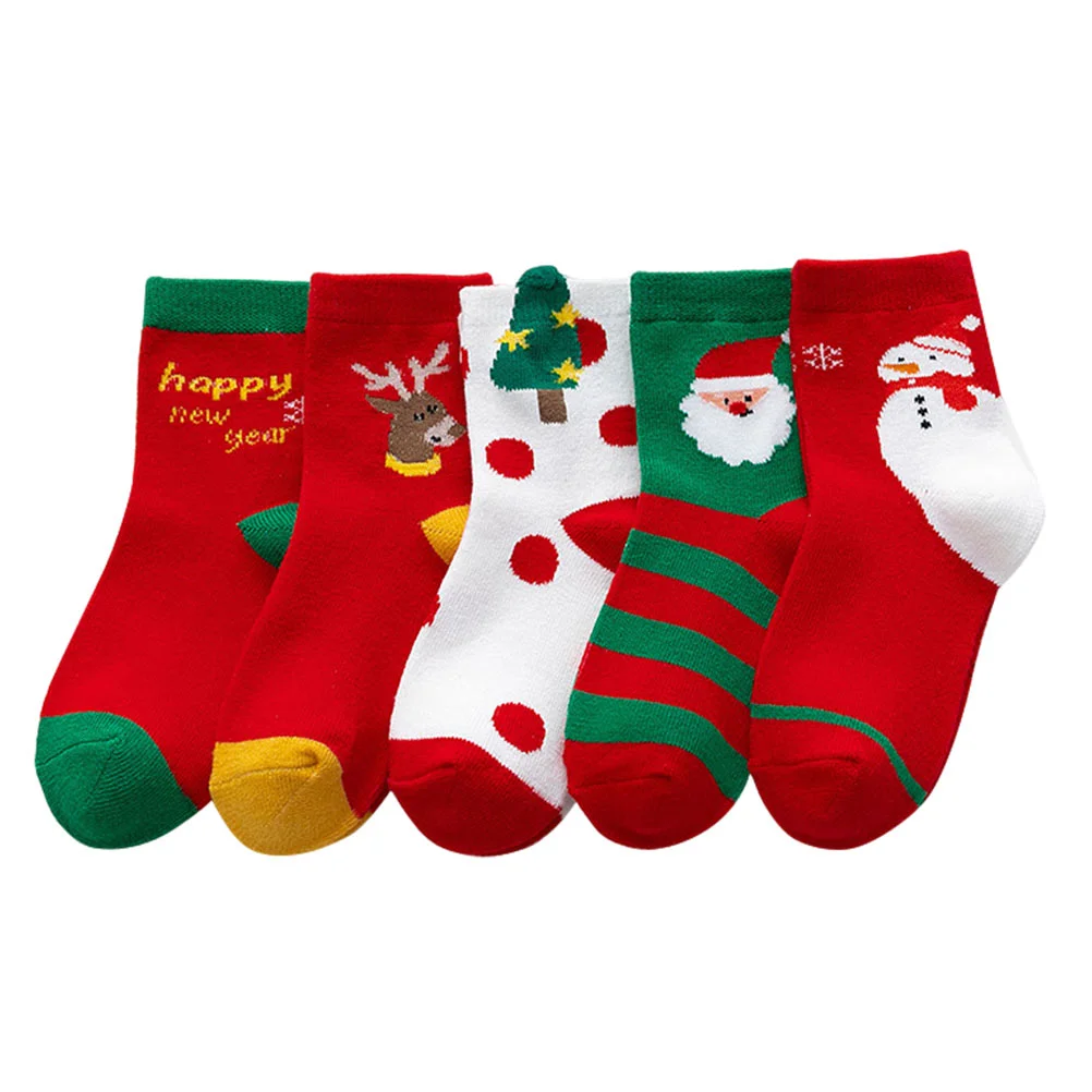 

Christmas Socks Child Children Xmas Winter Cotton Kids Floor Mid-calf Style Boys