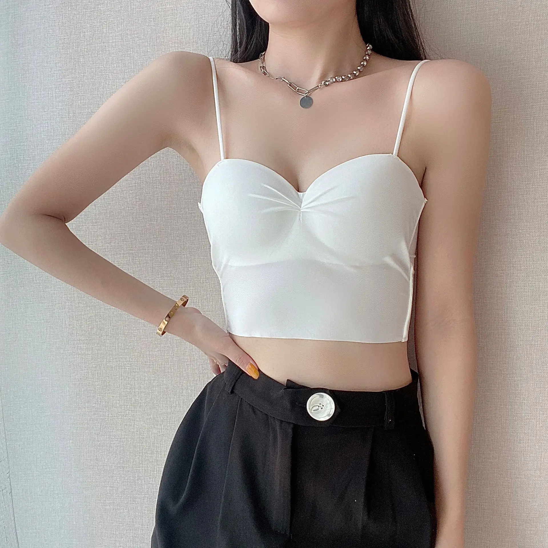 

2022 бюстгальтер без следов, с запахом на груди, с маленькой грудью, для сборки, тонкий сексуальный женский жилет с лямкой на шее, нижнее белье ...