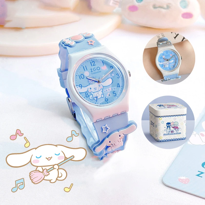 

Детские часы Kawaii Sanrio Cinnamoroll My Melody Аниме Фигурка Водонепроницаемая светящаяся кварцевая игрушка для старшей школы подарок на день рождения для девочек
