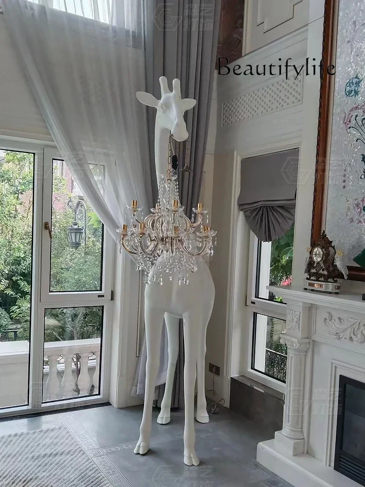 Большая художественная Напольная Лампа с жирафом и скульптурными орнаментами