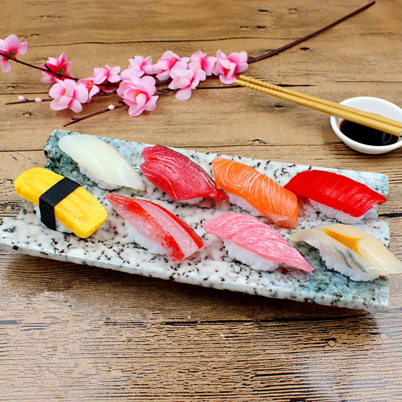 

Имитация суши, модель еды, игрушки, Японская еда, реквизит, блюда из лосося, креветки, имитация еды