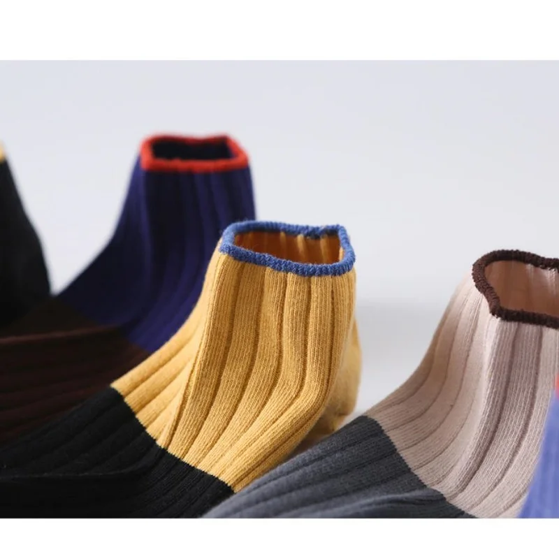 5 Pairs Men Cotton Short Socks Absorb Sweat Fashion Breathable Casual Sports Basketball Running Male Street Style Ankle Socks