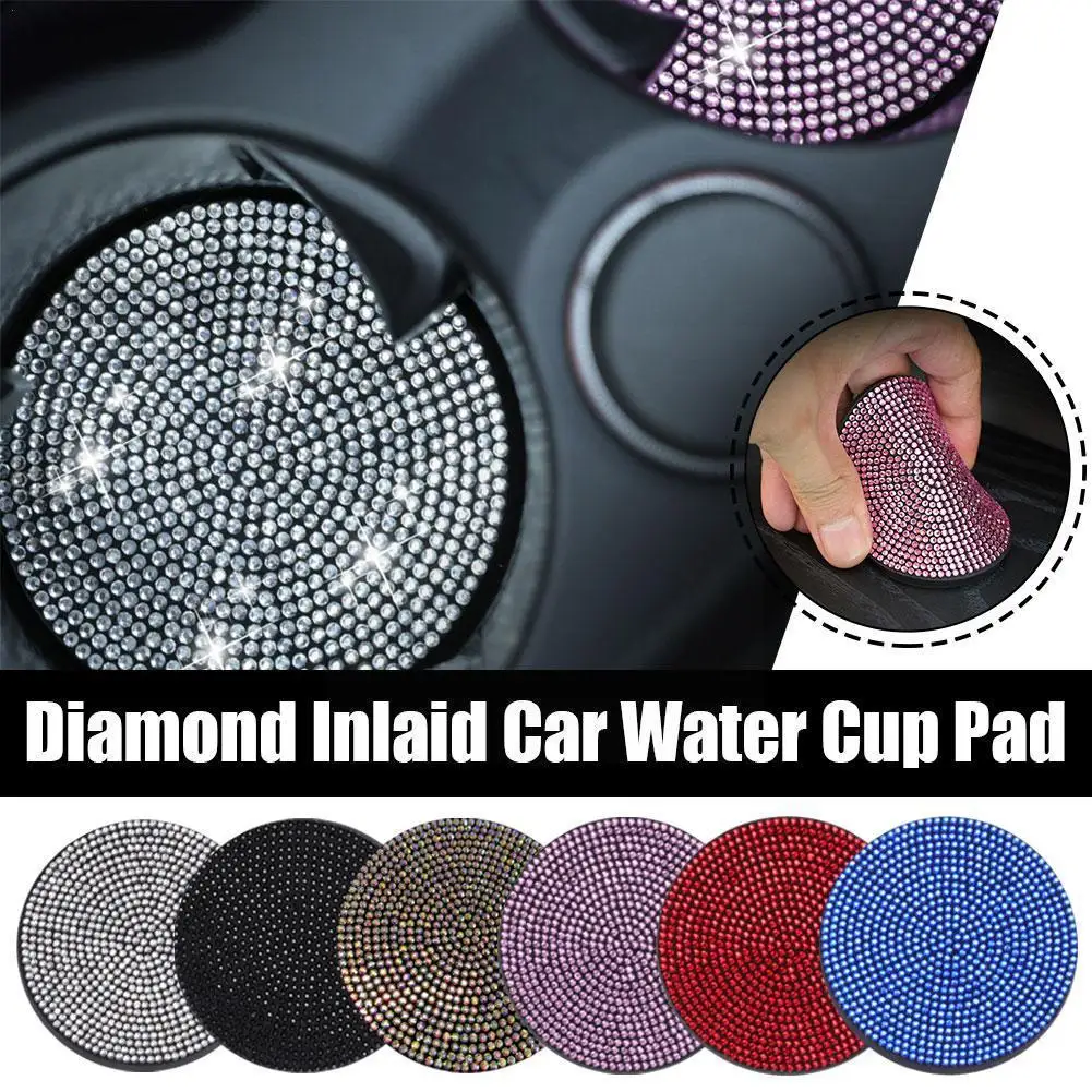 Подставка для чашки с водой со стразами, нескользящий коврик, аксессуары для смартфонов, внутренняя подставка для чашки, водонепроницаемый гелевый коврик Bl T5A8