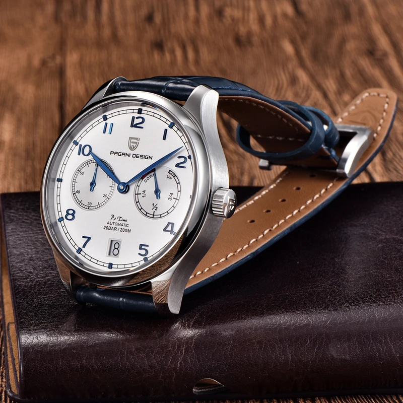 41MM Pilot Watch Sapphire Glass Power Reserve Automatic Mechanical Watches Men’s Stainless Steel Waterproof Clock 4