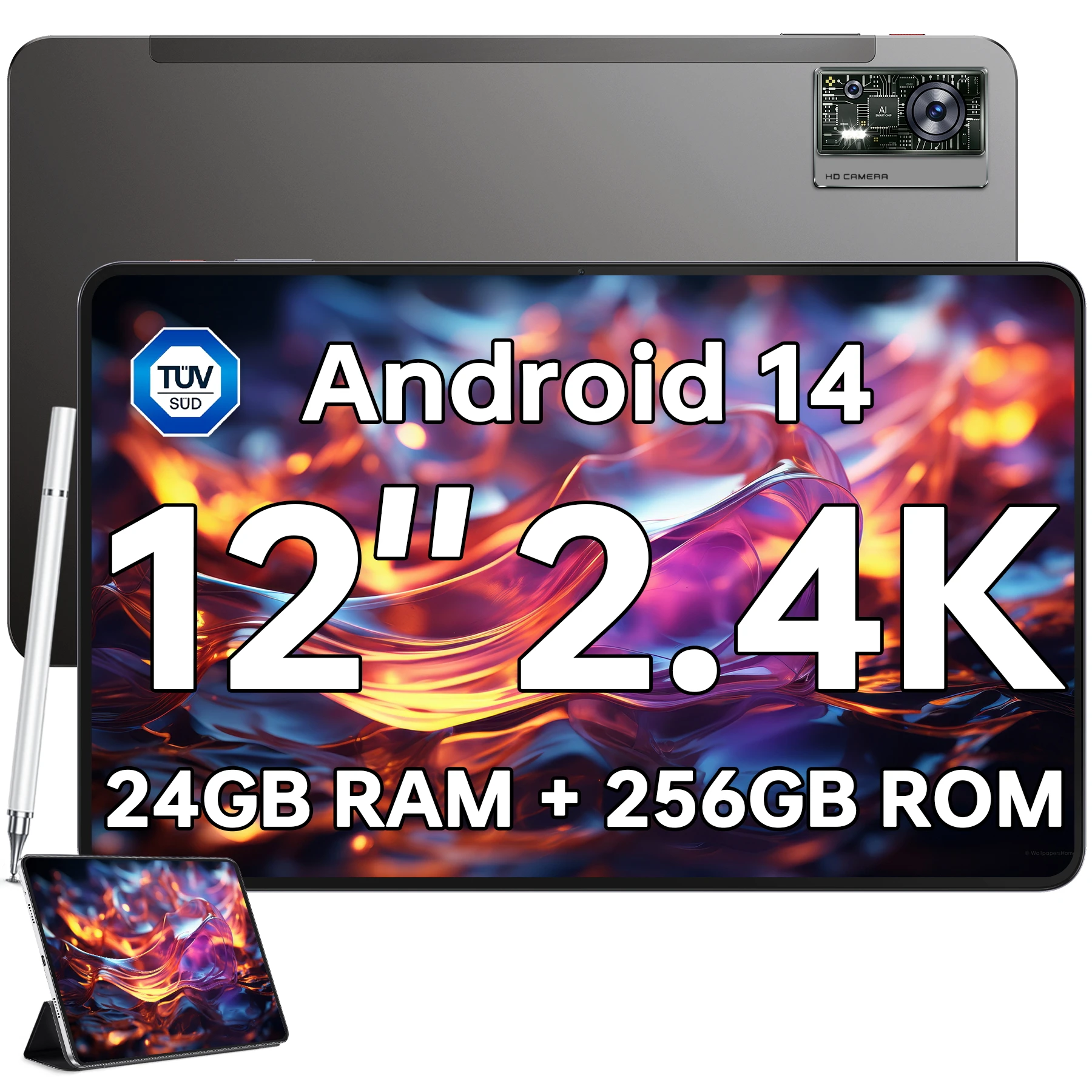 Фото Планшет OUKITEL OT5S Android 14 — 12-дюймовый дисплей 2K, 24 ГБ + 256 ГБ, 8250 мАч, 16 МП/4G, Dual SIM/5G WiFi/TÜV/GPS/включает ручку и чехол №2