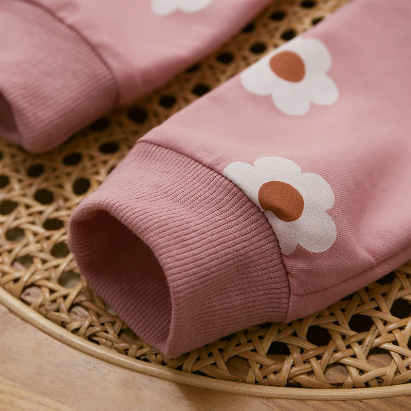 2 шт./комплект Детский свитшот с длинным рукавом и цветочным принтом