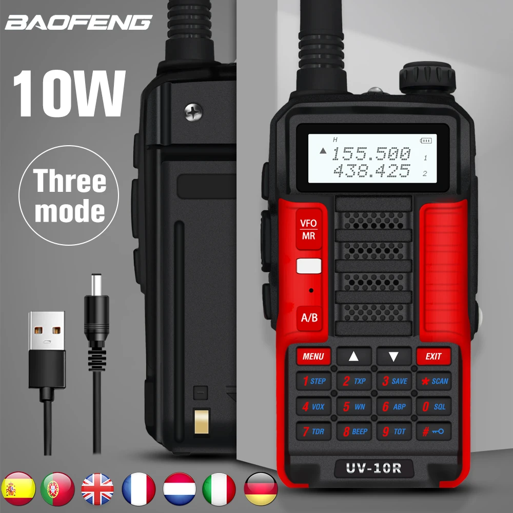 Рация Baofeng UV10R высокой мощности 10 Вт передатчик дальнего радиуса действия