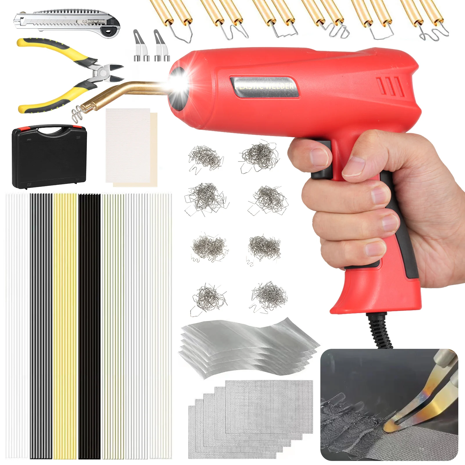 

150W Plastic Welder 2 in 1 Handheld Hot Stapler Machine 800PCS Hot Stapler 56 pcs Car Bumper Repair Kit For Most Plastic Repair