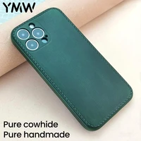 ymw pure handmade case for iphone 13 pro max retro vegetable tanned leather phone cases 12 11 fashion luxury soft cowhide