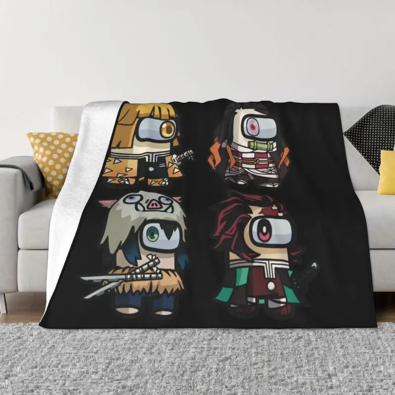 

Demon Slayer Among Of Us Video Game Blankets Warm Flannel Throw Blanket for Home Bedroom Sofa