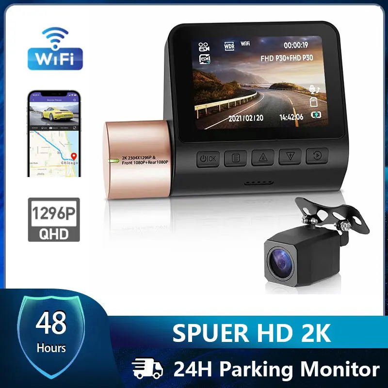 

NEW Dash Cam Dual Vision Car Driving Recorder Camera WiFi Dashcams 2K Ultra HD Screen Car DVR Supports 24H Parking Monitoring