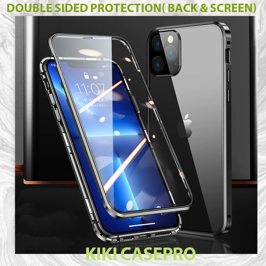 

Anti Peeping Luxury Phone Case For IPhone X XR XS 11 12 13 Plus Pro MAX 360 Double Glass Shell Magnetic Adsorp 7pcs per set