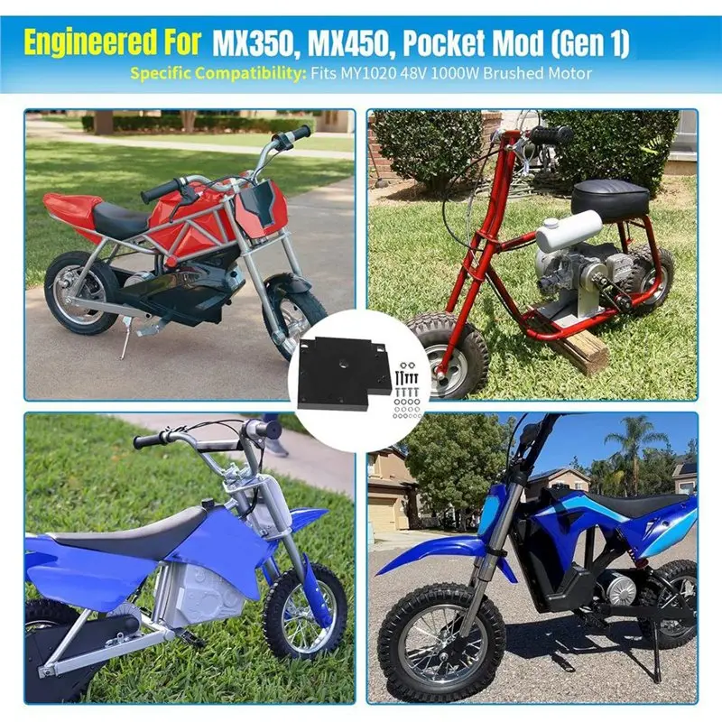 Фото ABLG для Razor MX350 MX450 Pocket Mods, для щеточного двигателя MY1020, 48В 1000Вт, плата адаптера для модернизации, черный комплект кронштейнов для крепления с ЧПУ №4