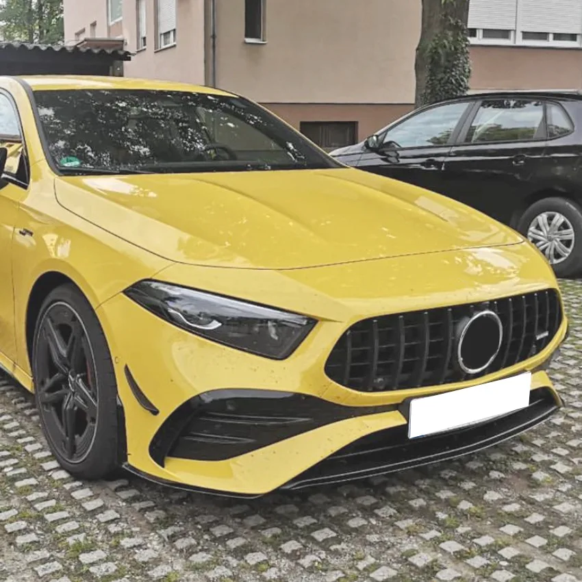 Сплиттер переднего бампера для Mercedes Benz A Class W177 A180 A200 A35 A45 AMG 2023 + глянцевые черные