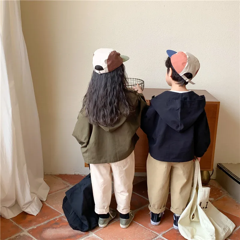 Осенняя верхняя одежда для маленьких мальчиков пальто хлопковые однотонные