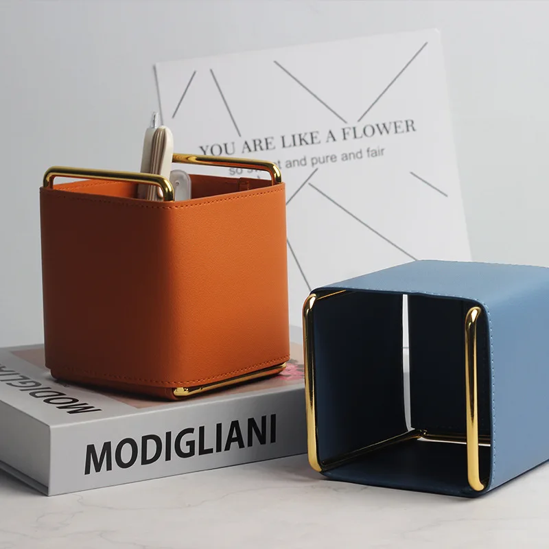 

Simple Leather Storage Box Desktop Sundries Storage Light Luxury Style Home Decoration Girl Gift