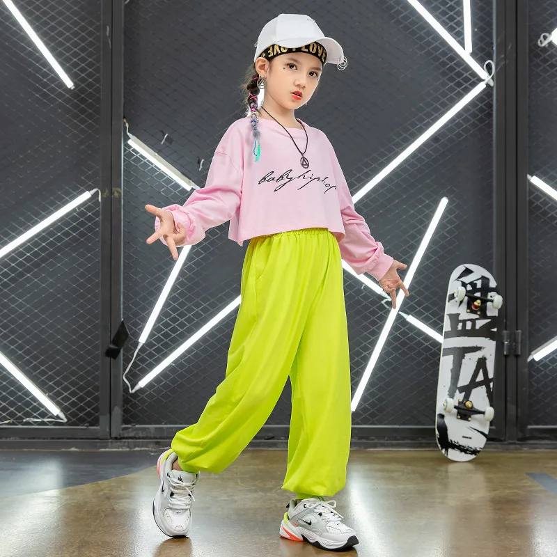 

Детская одежда в стиле K-POP, свитшот, укороченный топ, женская уличная одежда, джоггеры, спортивные брюки для девочек, танцевальный костюм, од...