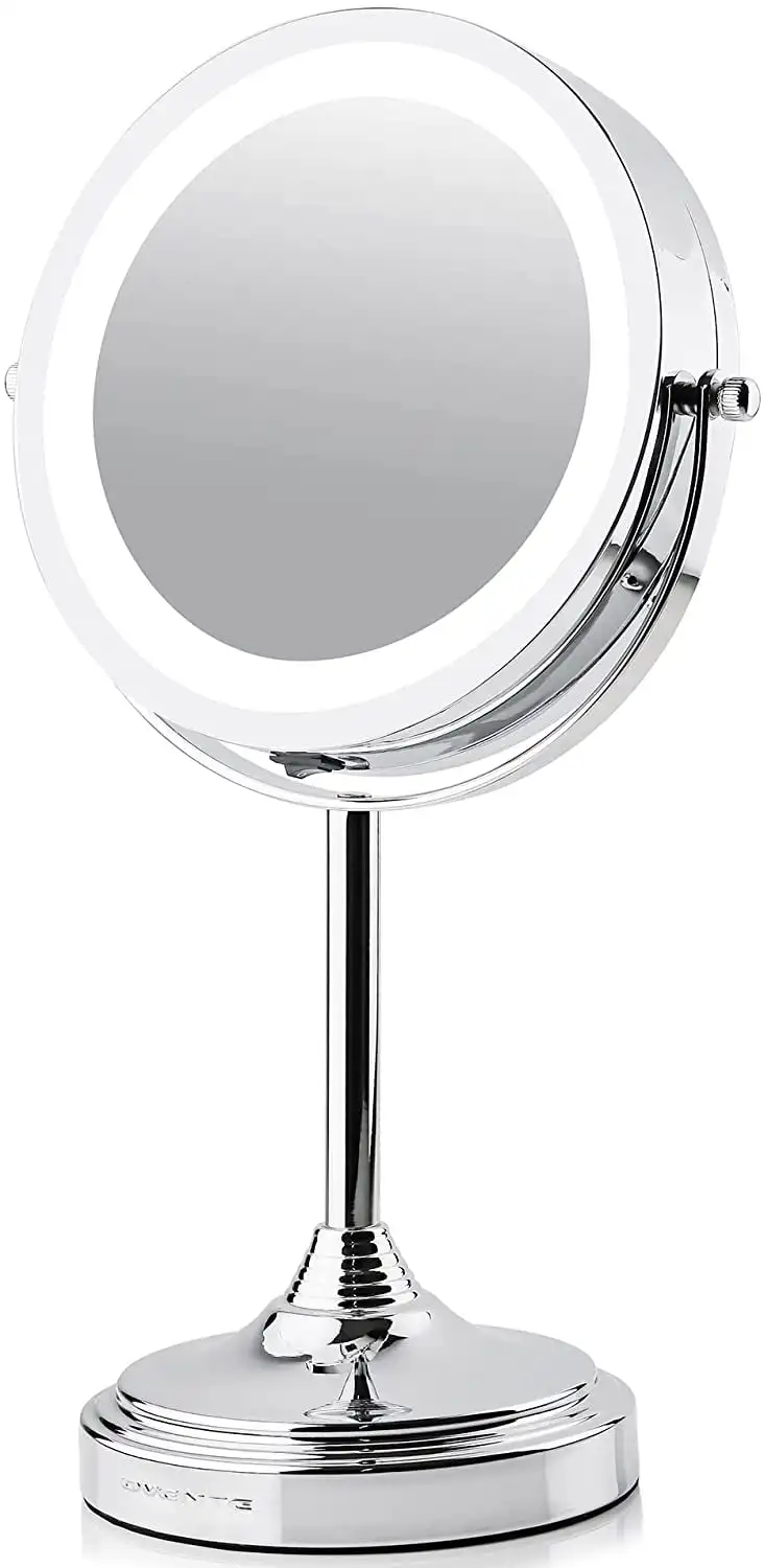 

Makeup Mirror with Lights and Magnification, 7'' Table Top, 360 Degree 1X 7X Double Sided Bright Circle LED, Great on Vanity or
