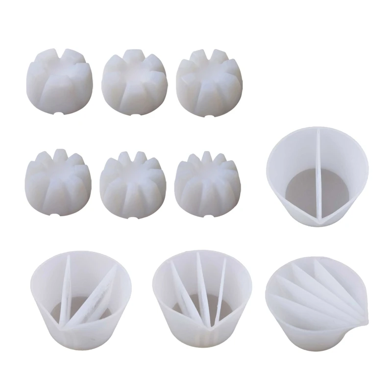 

517F Silicone Split Cup 2/3/4/5 Chambers Reusable Silicone Pouring Divided Cups10Pcs/set for Fluid Art Acrylic Paint Resin DIY