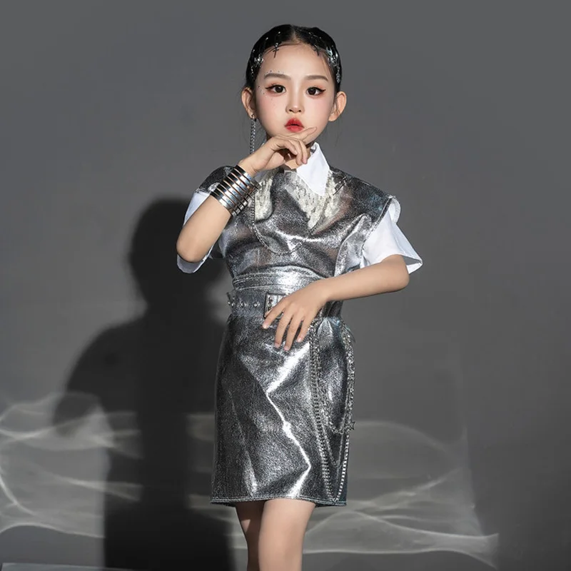 Silver Catwalk Show Costume Girls Set Futuristic Festival Clothing Performance Costume Concert Outfits Fashion Clothes DL9378 images - 2