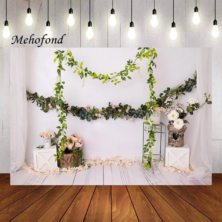 Фон для фотосъемки Mehofond зеленые листья розовая роза Цветочная девушка 1-й день